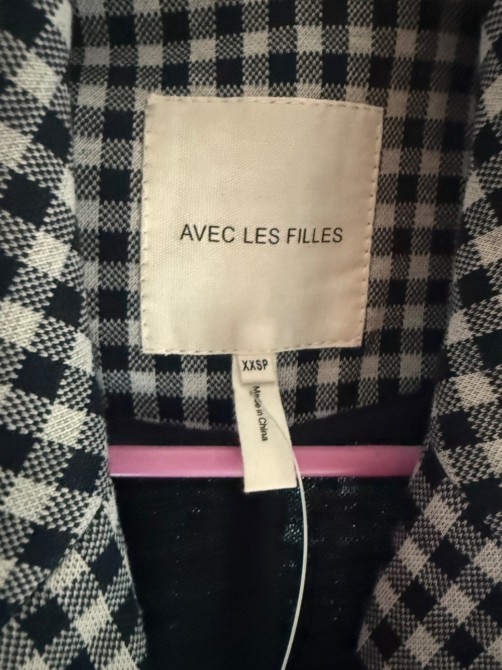 Avec Les Filles XXS Petite Black White Gingham Double Breasted Blazer - Picture 4 of 5